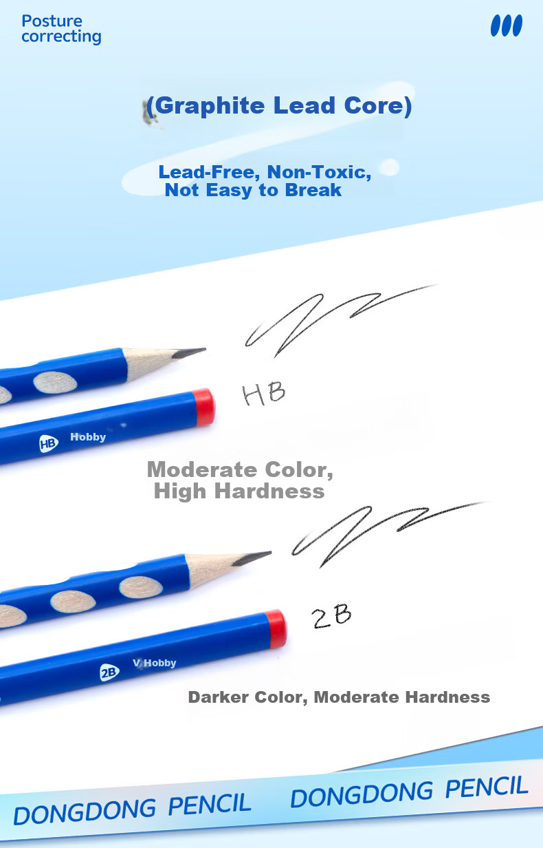 AIHAO AIHAO Hole 2B Pencil Student Non-toxic Triangular Posture Writing Practice Pencil 30pcs WP0015 7