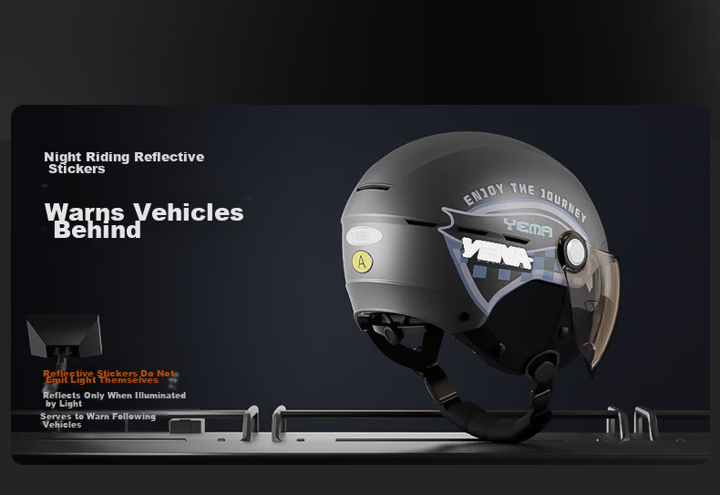 YEMA 3C Certified Electric Vehicle Helmet Unisex Summer Sun Protection Lightweight Motorcycle Half Helmet Four Seasons Universal Riding Electric Scooter Safety Helmet 360S Titanium Gray + Coffee Short 16