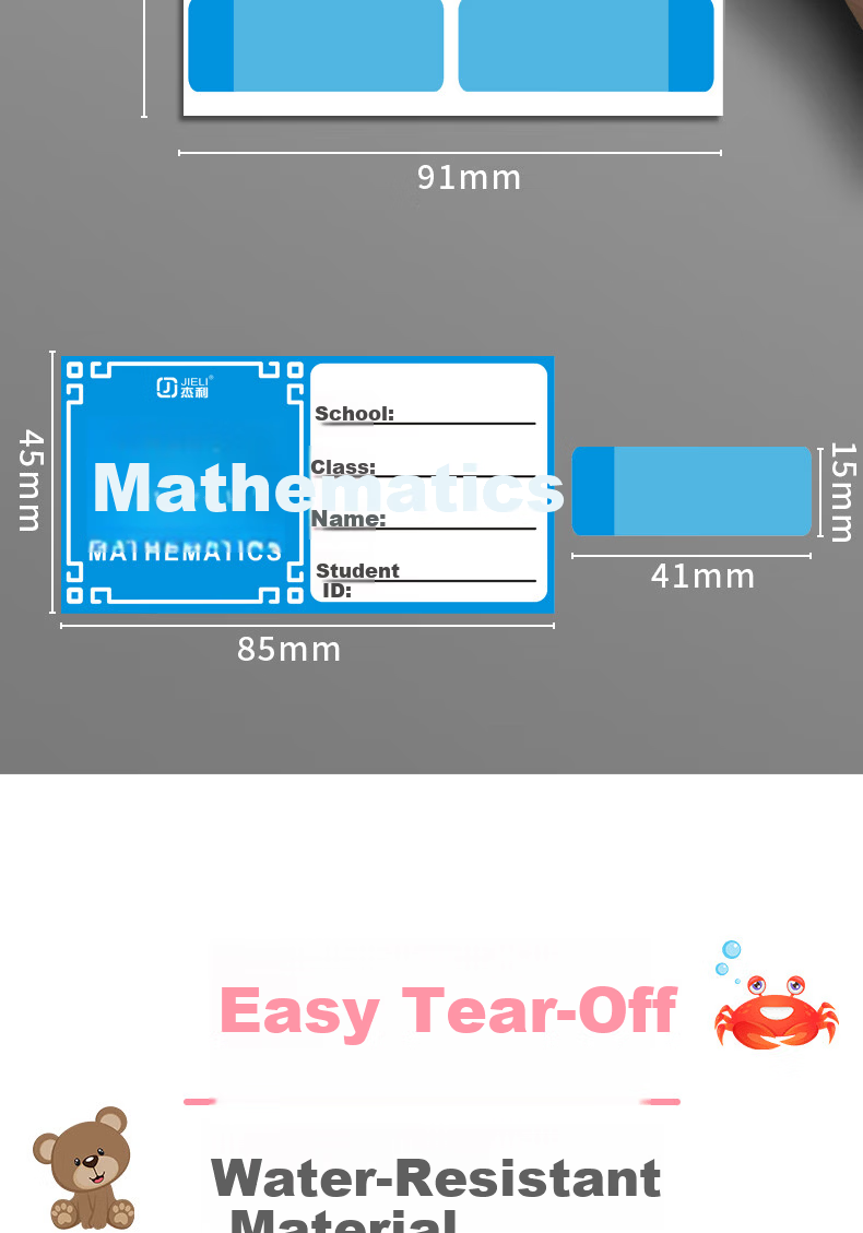 Liupintang Subject Classification Label Stickers Waterproof Self-Adhesive Cartoon Name Tags for Kids Elementary School Book Cup Marker Biology Chemistry 12