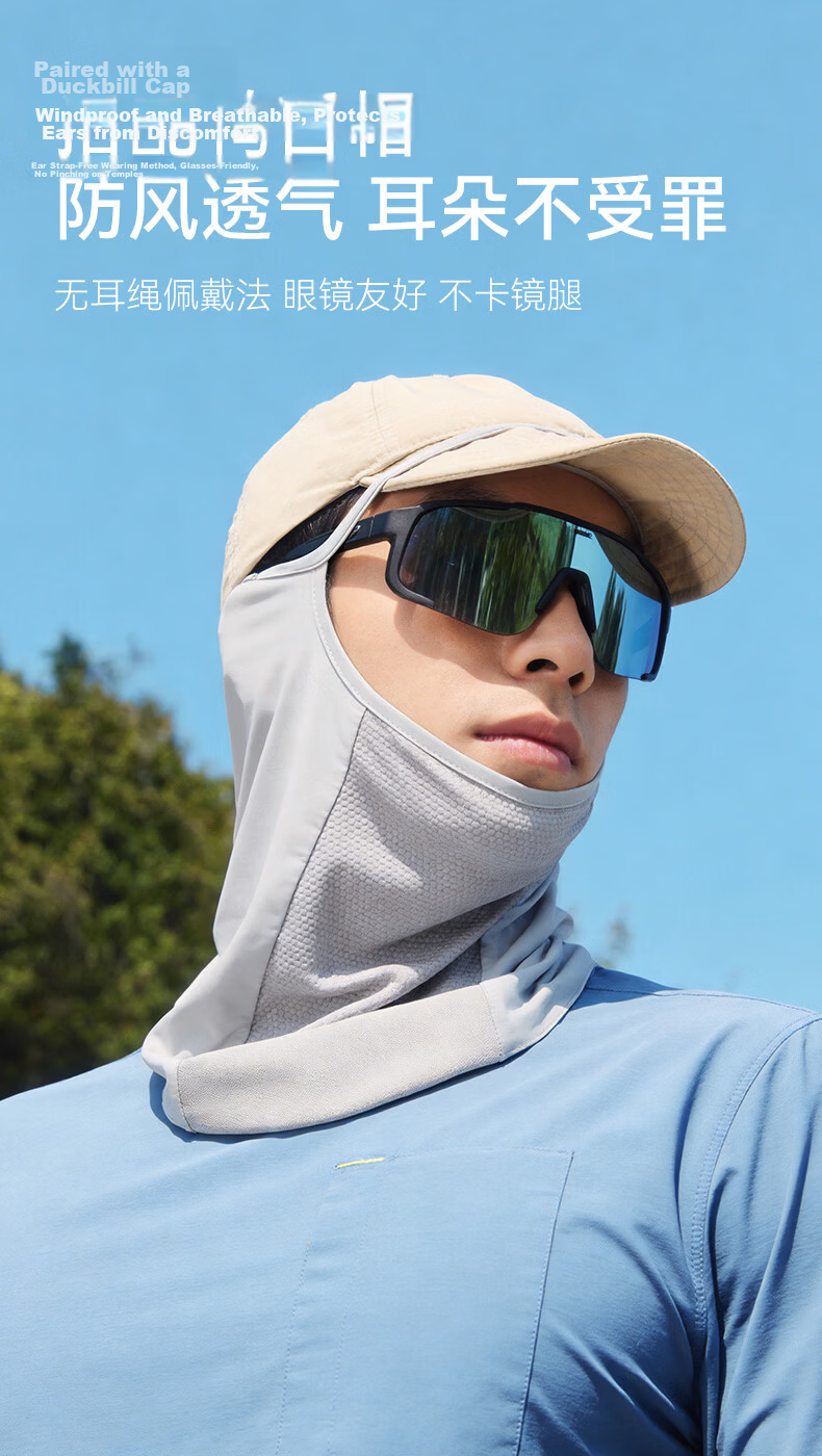 GOLOVEJOY Breathable Sun Protection Face Mask Neck Guard Outdoor Mountaineering Cycling Running Sports Fishing Mask - Twilight Black 3