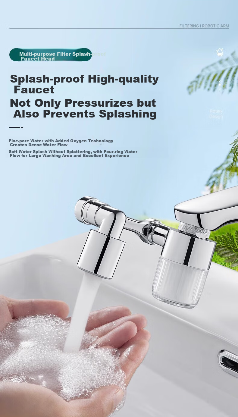 WUZORY [Germany] Faucet Extender Filter Splash-Proof Basin Swivel Connector Dual Outlet 16