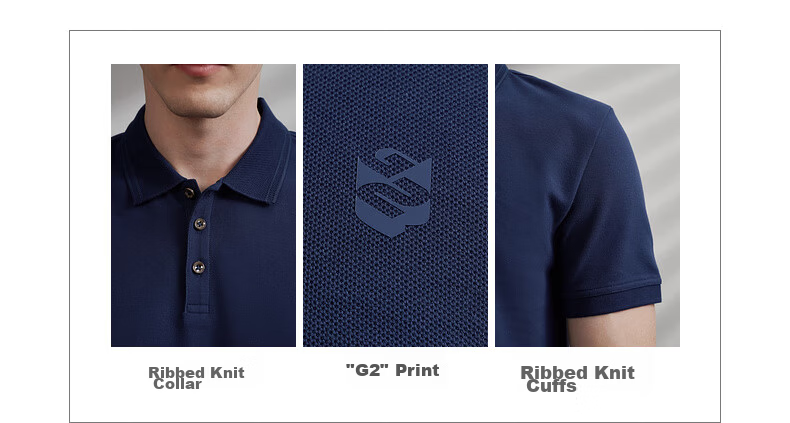 G2000 Pique Comfortable Skin-Friendly Spring Summer Men's Printed Logo Polo Shirt Dark Blue 2XL 6