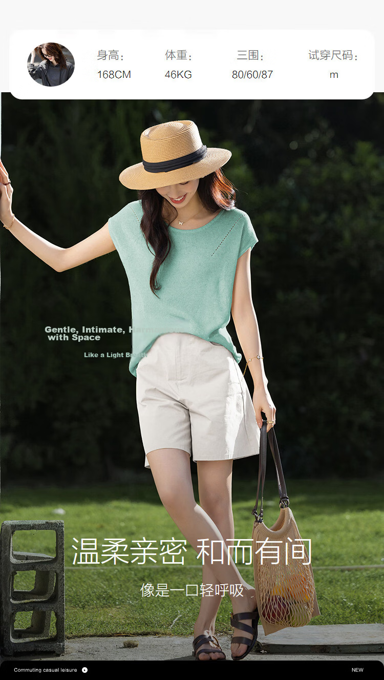 Demana [With Linen Lyocell] Summer Minimalist Round Neck Raglan Short Sleeve Buttoned Slim Knit Top for Women Premium Feel 22