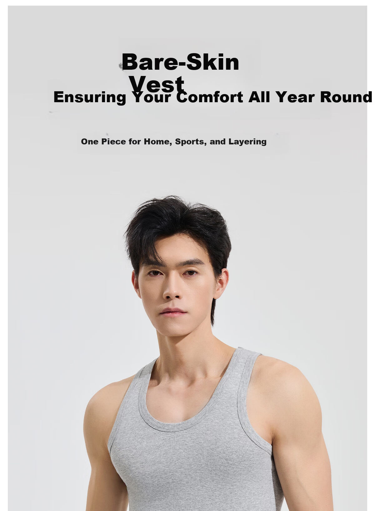 Hengyuanxiang 100% Cotton Men's Sports Vest Sweat-Absorbent Breathable Loose Fit All-Season High Elasticity 2-Pack 2