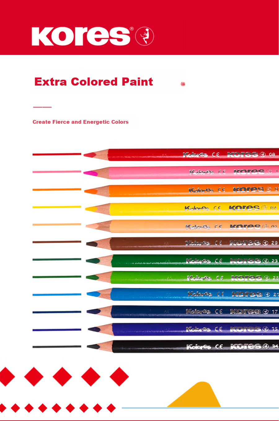 KORES Europe High-Quality Children's Premium Colored Pencils Kindergarten and Elementary School Special Non-Staining Triangular Colored Pencils Standard Barrel 12 Pieces Double-Ended 24 Colors Set 8