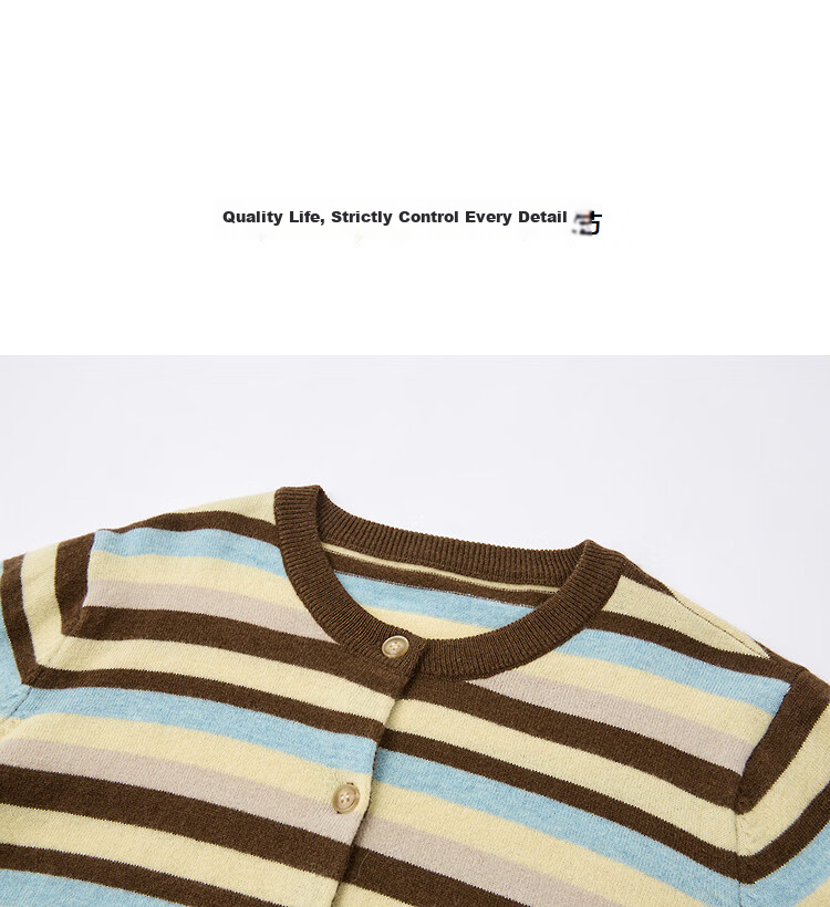 Demana Zhenxiang 100% Wool Autumn Vintage Colorblock Striped Jacquard Cardigan Loose Knit Sweater for Women 11