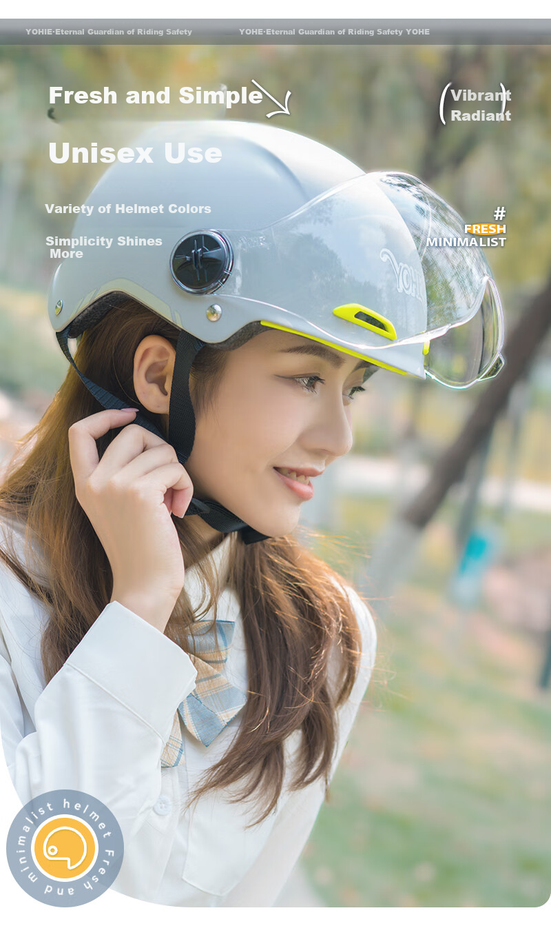 YOHE Eternal New National Standard Class A 3C Certified Electric Vehicle Helmet Women's Summer Four Seasons Electric Scooter Half Helmet Men's Lightweight Motorcycle Safety Helmet DK1 Energy Black One 13