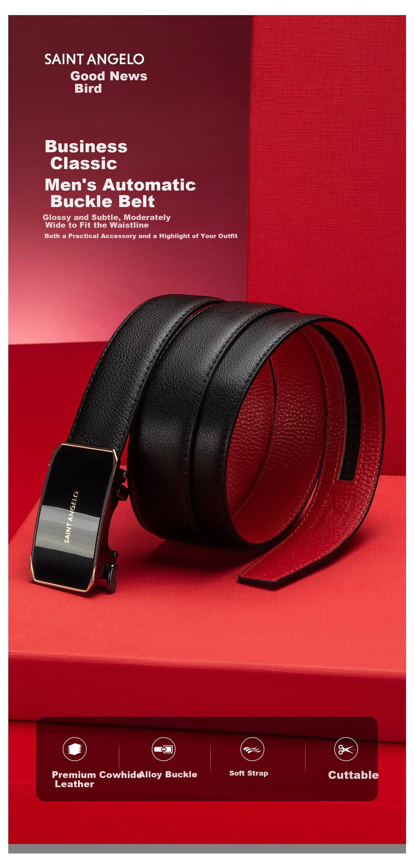 Baoxiniao 2026 New Men's Genuine Leather Belt Young Man Zodiac Year Valentine's Day Gift Box Belt 115cm 1