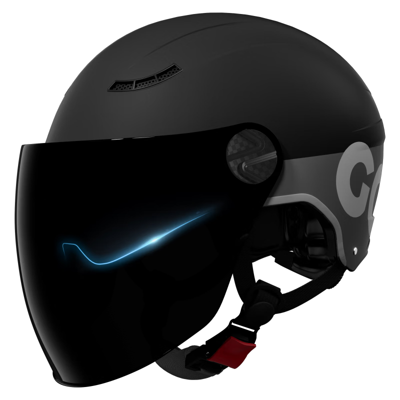 Feige Suprek Electric Bicycle Helmet 3C Certified Electric Scooter Half Helmet for Men and Women Motorcycle Summer Ultra-Light Sunscreen Breathable Safety Helmet 528 Super Black Dual Lens [Sunscreen L