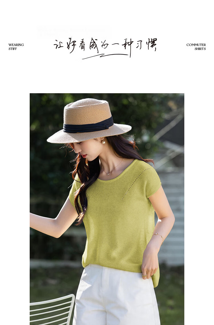 Demana [With Linen Lyocell] Summer Minimalist Round Neck Raglan Short Sleeve Buttoned Slim Knit Top for Women Premium Feel 20
