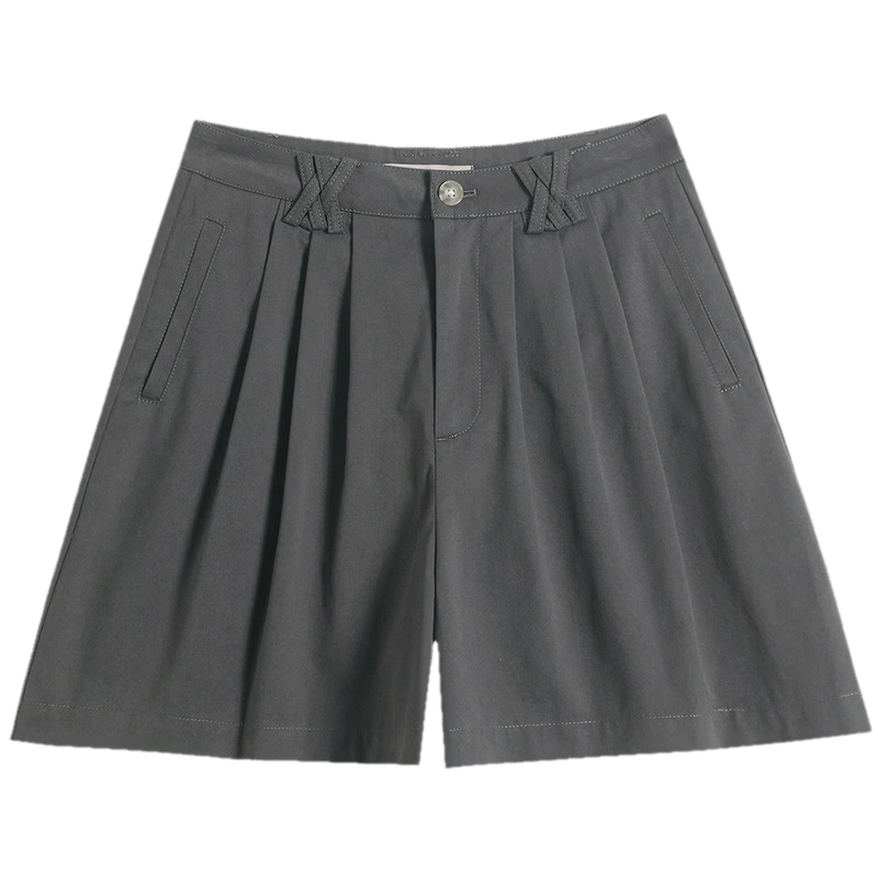 TonLion 2026 New Summer Casual Women's Shorts Gray High-Waist A-Line Korean Style