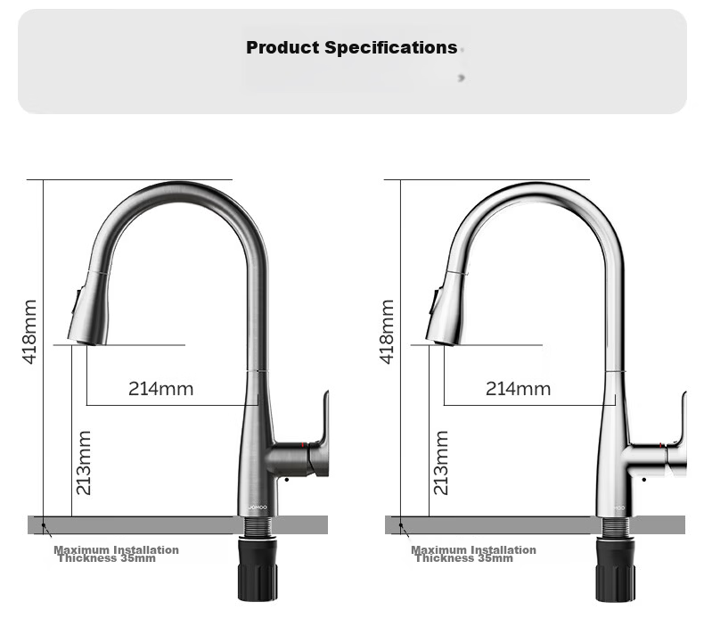 JOMOO Kitchen Faucet Dual Control Hot and Cold Pull-Out Brass Sink Faucet 33255 35