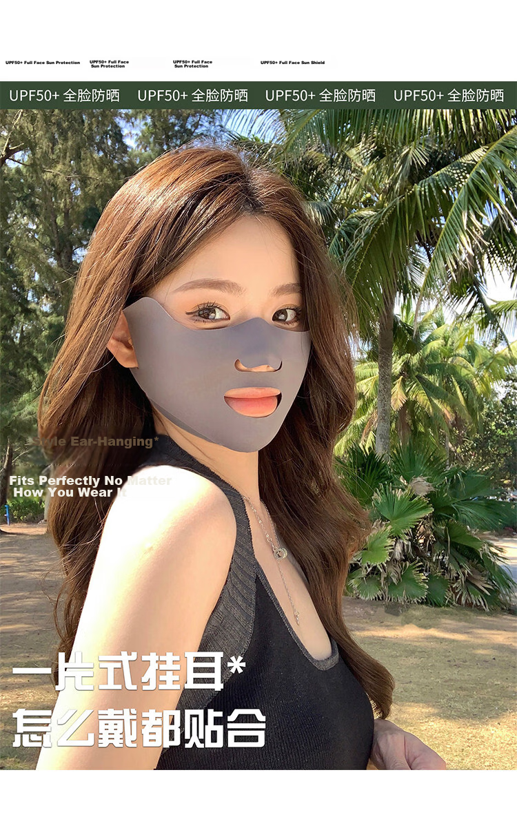 FitonTon Summer Breathable Sun Protection Mask Unisex UV Protection Outdoor Cycling Face Cover 2-Pack 7