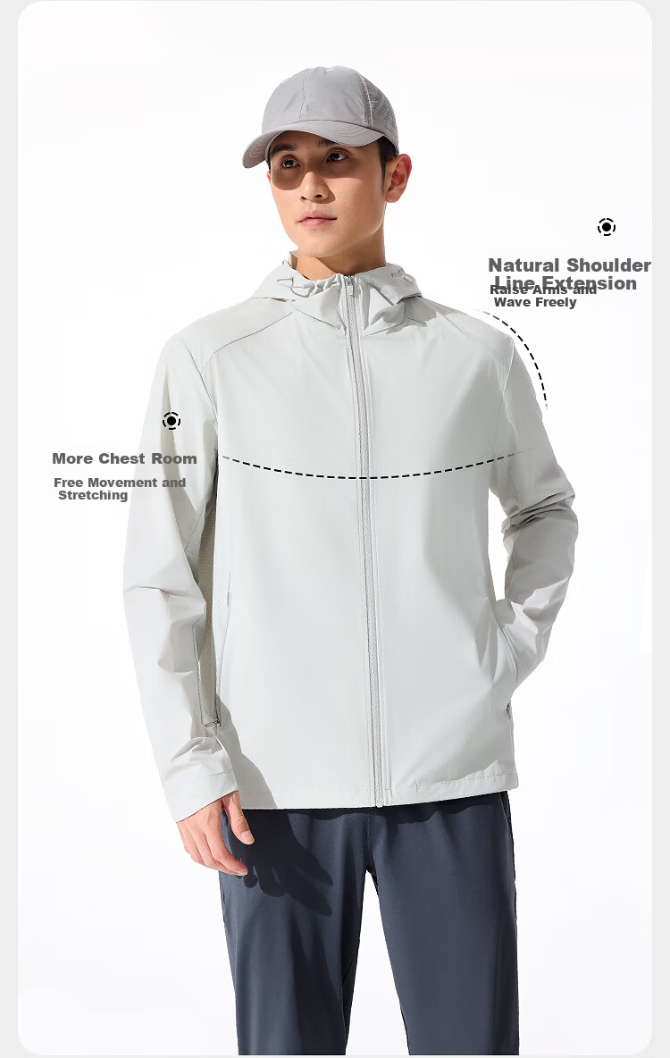 Bosideng Summer Casual Sports Original Yarn Sun Protection Jacket for Men UPF100+ UV Protection Loose Travel Coat 18