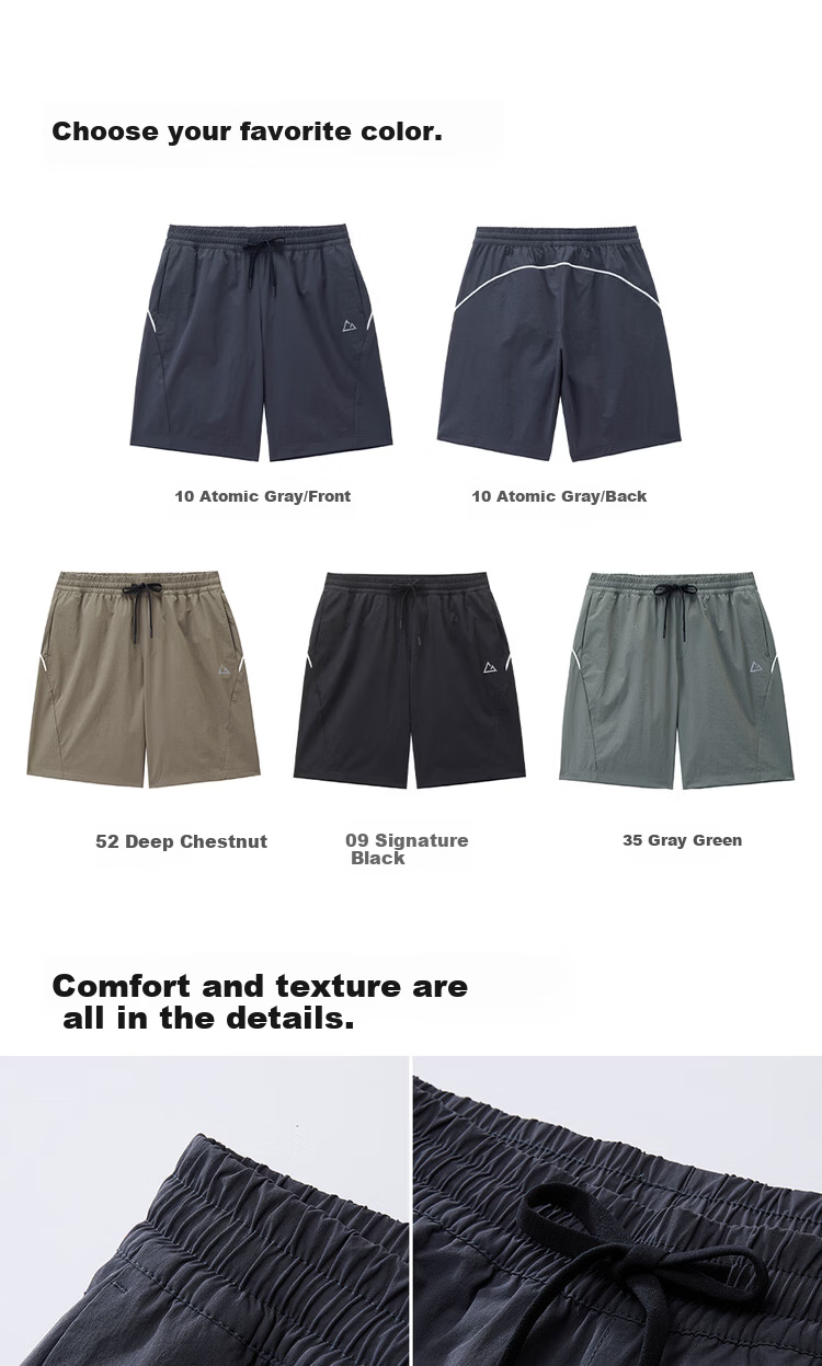 Giordano G-motion Four-Way Stretch Water-Repellent Sun-Protective Color-Block Elastic Waist Casual Shorts for Men 01106345 20