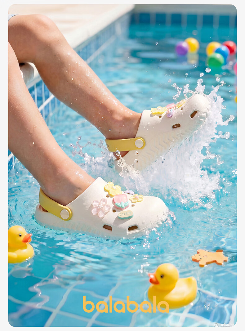 Balabala Kids Summer Flower Hole Sandals Breathable Outdoor Beach Girls Slippers for Toddlers and Older Children 11
