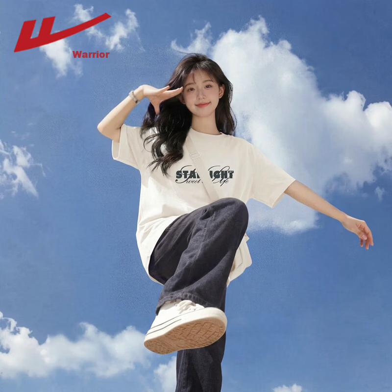 Warrior Women's 2026 Summer New Cotton Short Sleeve T-Shirt Loose Fit Slim Outdoor Breathable Printed Top