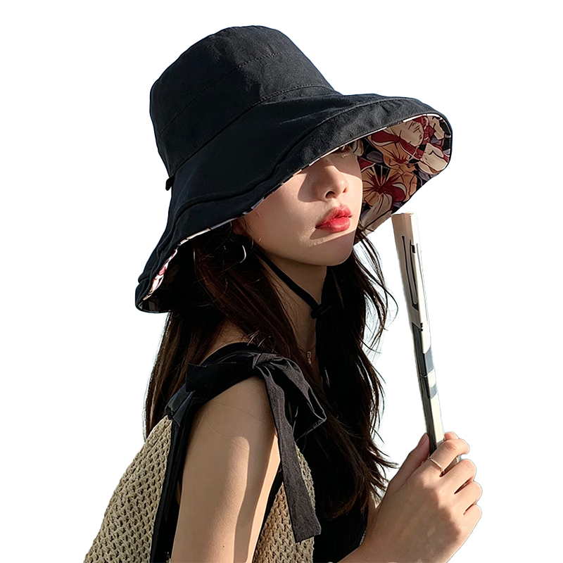 Xueqiman Double-Sided Sunshade Fisherman Hat for Women, UV Protection, Spring and Summer Outdoor Travel, Face-Covering Wide Brim, Foldable Sun Hat