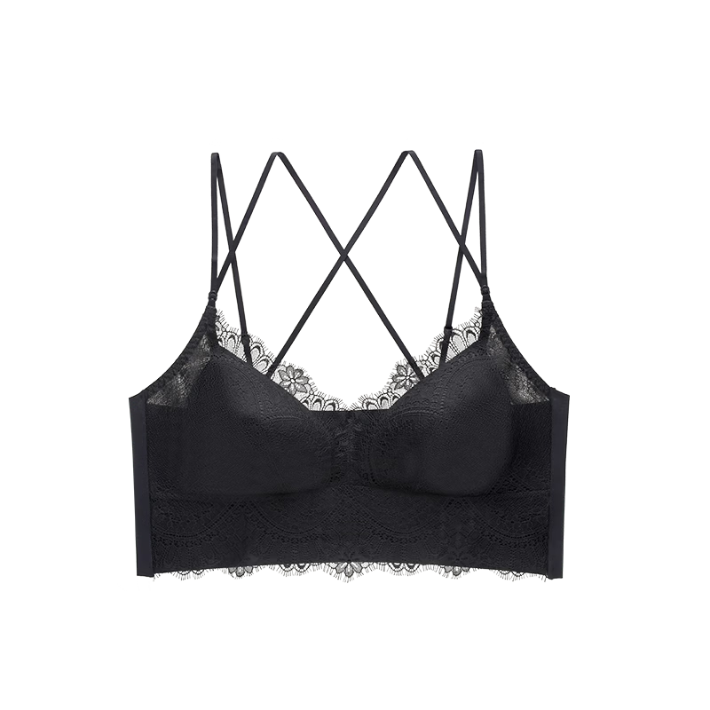 Manifen Lace Back Strapless Camisole Women's Mango Cup Sexy Padded Wireless Bra Integrated Underwear