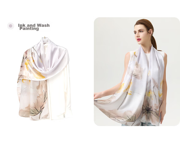 5161 100% Mulberry Silk Fashion Printed Long Scarf Women's Silk Shawl Dual-Use Holiday Gift Mall Same Style 20