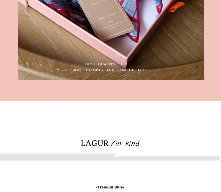 Lagur Tranquil Blue Plaid 100% Mulberry Silk Scarf Long Triangle Diamond Vintage Headband for Women Tranquil Blue 11