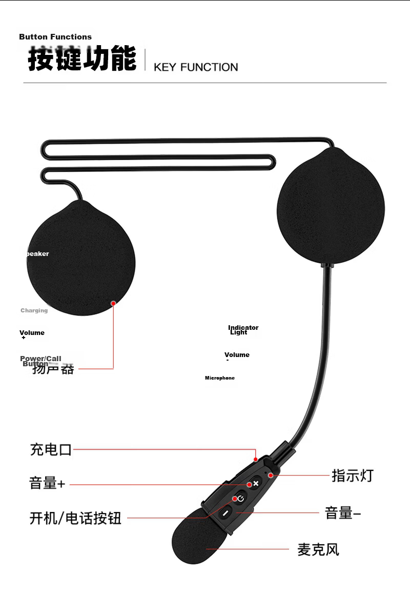 EJEAS E1+ Motorcycle Helmet Bluetooth Headset HD Sound Quality Earphones for Delivery Riding Universal Black 10