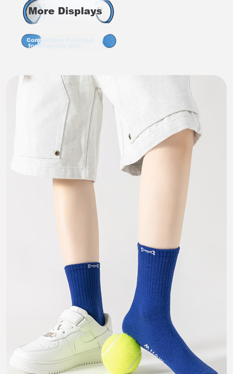 Miiow Kids Boys Breathable Cotton Socks Spring Summer Mid-Calf Alphabet Sports Socks for Toddlers and School Children 11