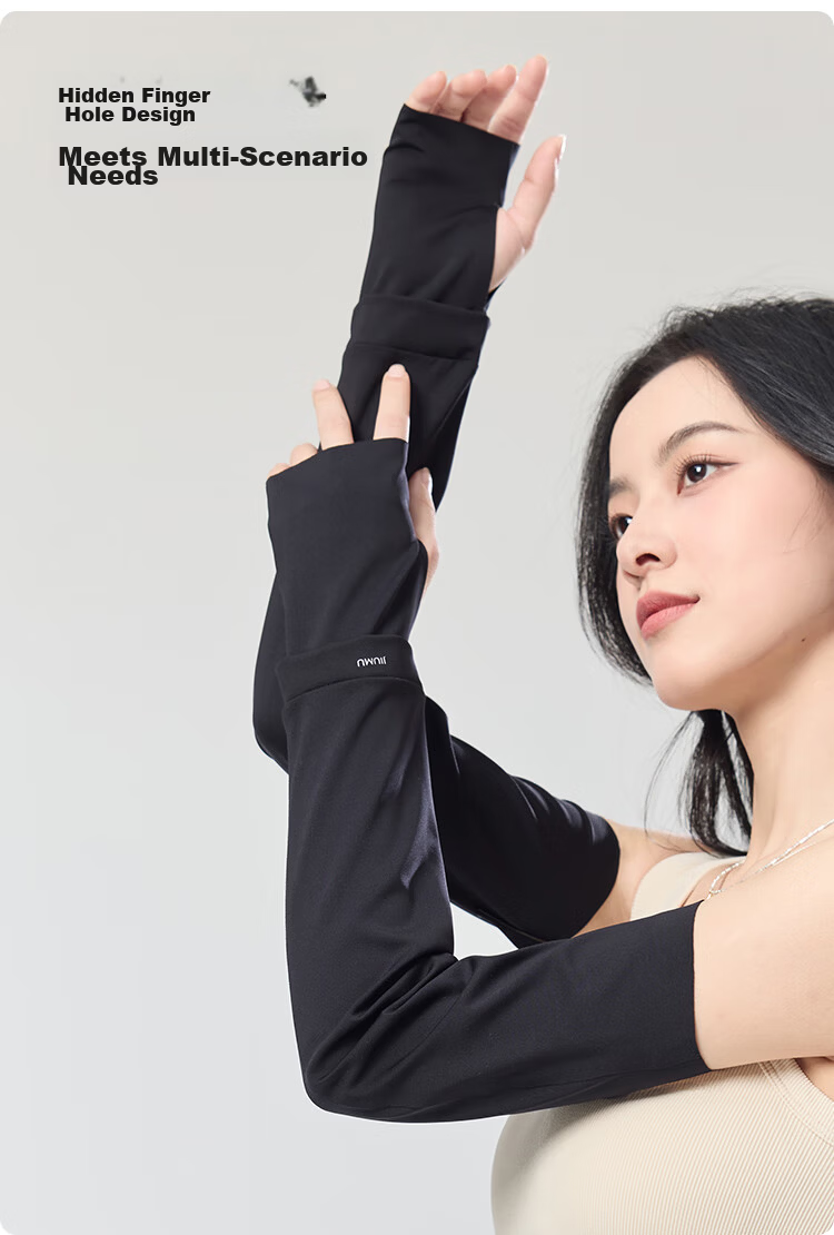 JIUMU Ice Silk Sun Protection Sleeves for Women, Summer Cooling UV Protection Arm Sleeves for Driving and Cycling 8