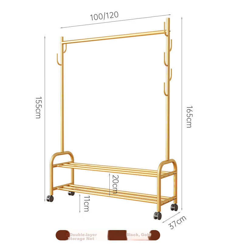 Muhan Yue Floor-Standing Clothes Drying Rack Mobile Home Bedroom Balcony Garment Rack Indoor Simple Rod Coat Hanger 19