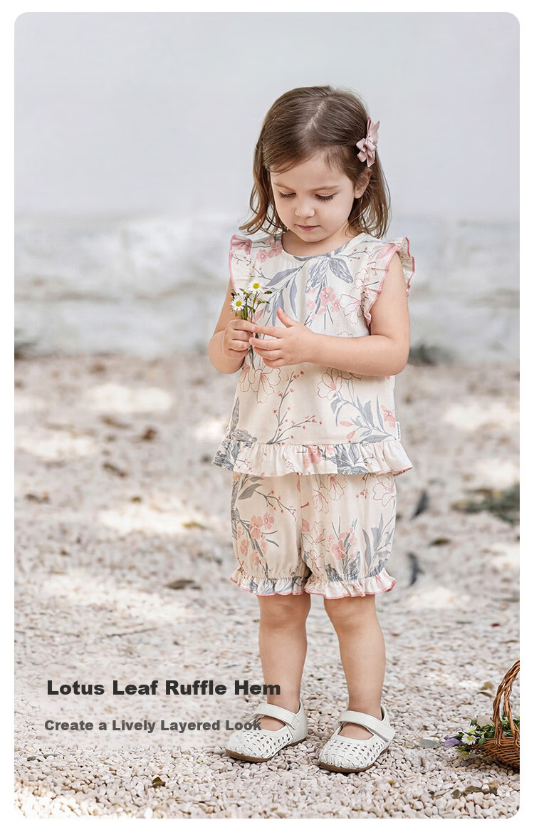 Babylove Baby Girl Summer Cotton Vest and Shorts Set Two-Piece Sweet Outfits Jiangnan Mist 5