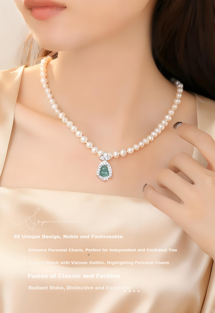 Elegant Freshwater Pearl Fortune Necklace with Jade Gourd Pendant Premium Jewelry Birthday Gift for Girlfriend Mom Elders 7