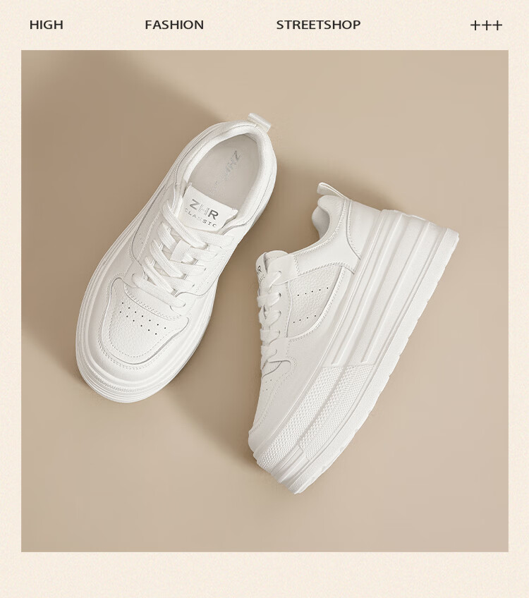 ZHR Women's White Sneakers 2026 New Breathable Mesh Thick Sole 7CM Height Increase Casual Shoes AL32E Off-White Size 36 21