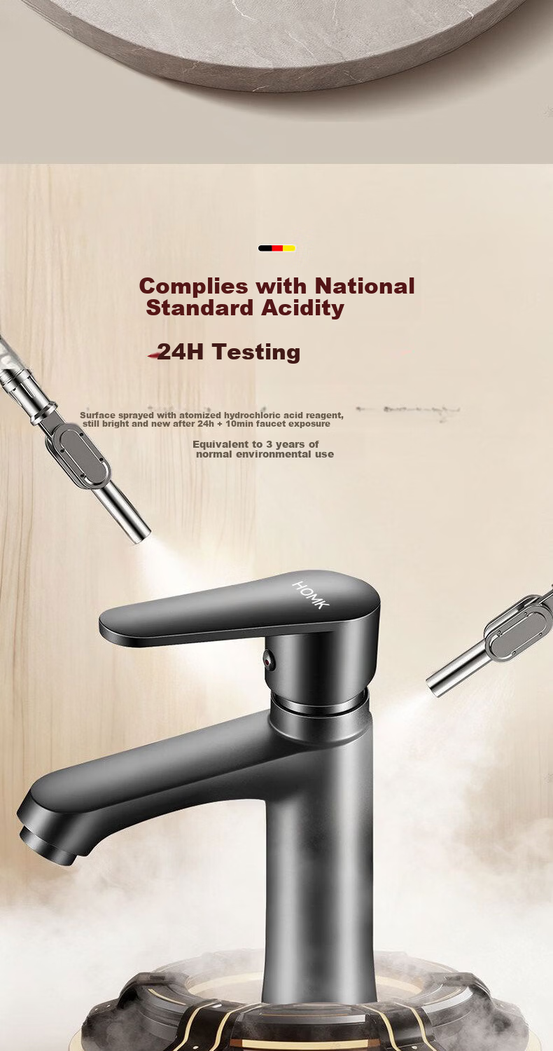 HOMK German Brass Bathroom Basin Faucet Hot and Cold Mixer Tap 9