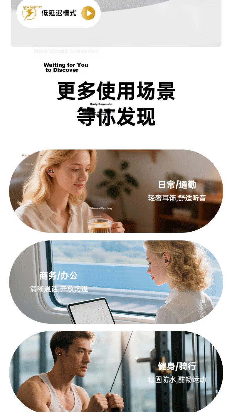 Zhongguo [Flagship Top Model | AI Translation Earbuds] Bluetooth Clip-On Bone Conduction Open Wireless Non-In-Ear Sports Running Gaming Long Battery Life 16