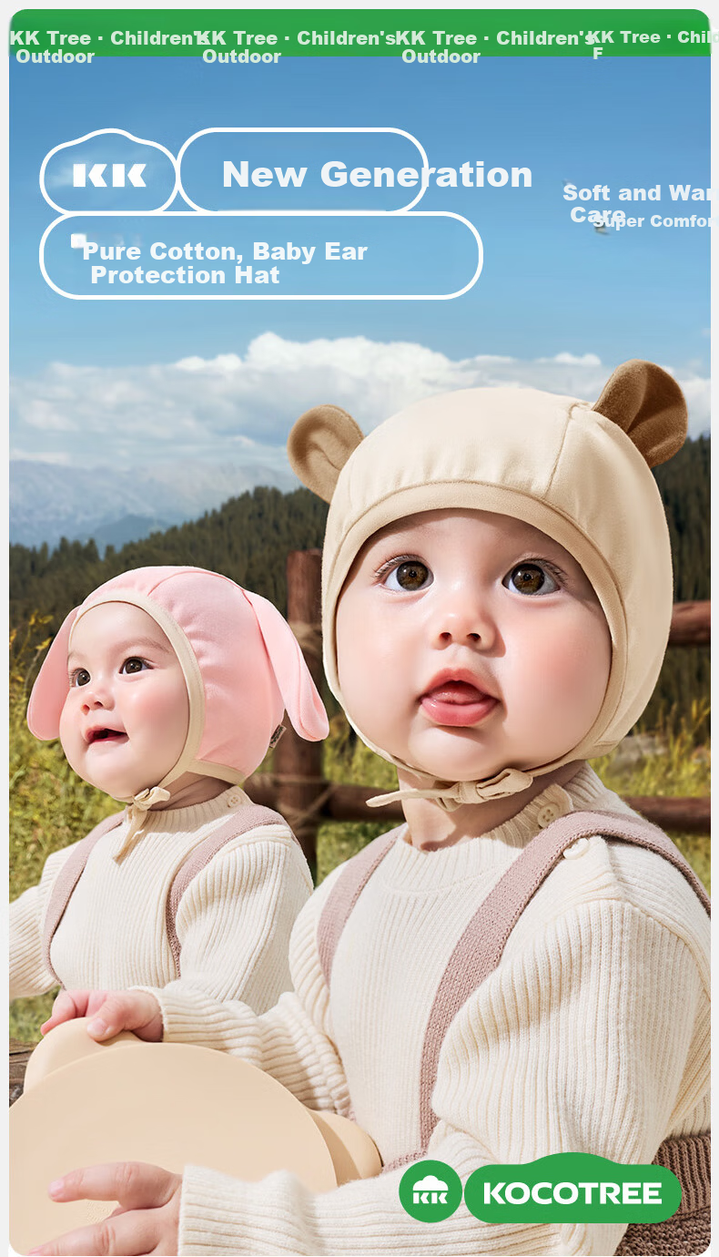 Kocotree KK Tree Baby Hat Autumn Winter Infant Toddler Warm Windproof Cotton Ear Protection Cartoon Hat 4