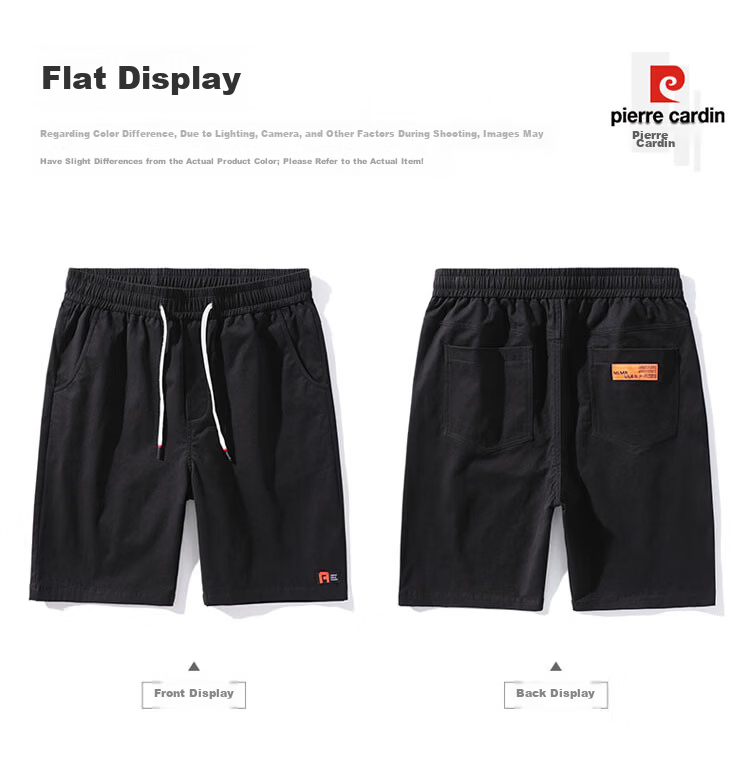 Pierre Cardin Men's Workwear Shorts Summer Casual Straight Cotton Stretch Five-Point Pants Black XL 18