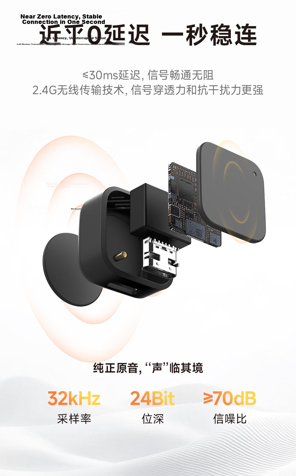 Noomya Dual Fill Light Version Wireless Magnetic Button Microphone for DJI Pocket 3/4 Mini Noise-Canceling Lapel Mic One-to-Two Outdoor Interview Microphone 5