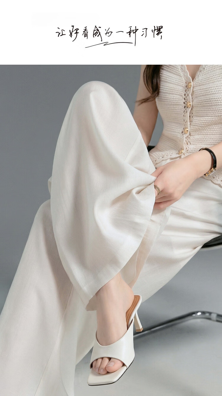 Demana [Refreshing Lyocell] Summer Minimalist White Moonlight Multi-Layer Pleated Flowing Slimming Wide-Leg Casual Pants for Women Premium 1