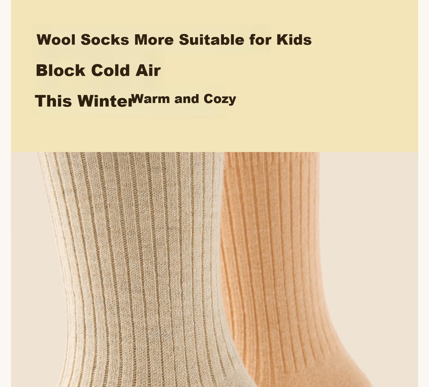 Mianzhu Wool Children's Socks Spring Summer Boys Girls Non-Slip Solid Color Thick Mid-Calf Socks 4 Pairs 14