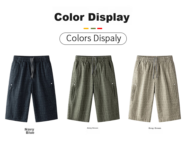 ROMON 100% Pure Cotton Men's Cropped Pants, Summer Breathable Letter Print Sports Beach Shorts, Cargo Shorts, Men's Casual Thin Trousers 6