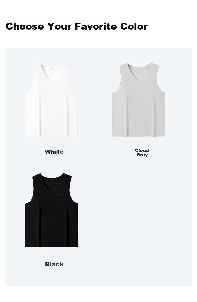 MiiOW Little Black Gold Series 2026 New Summer Men's Seamless V-Neck Wide Shoulder Modal Sleeveless Base T-Shirt 10