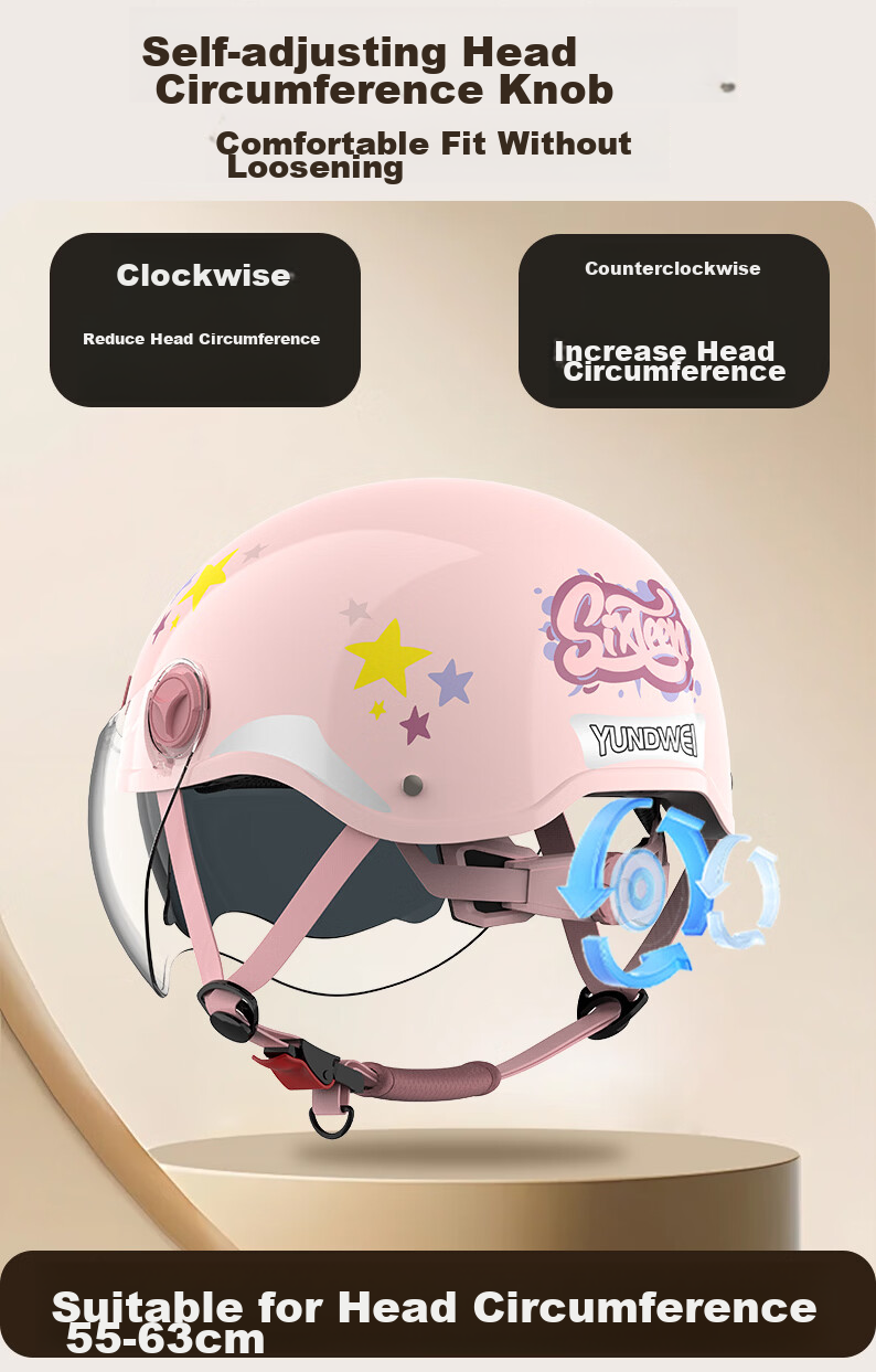 Yundianwei Women's Electric Bicycle Helmet, 3C Certified, Scooter Safety Helmet, Couple And Parent Lightweight Motorcycle Half Helmet for All Seasons, Smart Bluetooth Dual Visor Model, Kabbi Pink, Large Size L 14