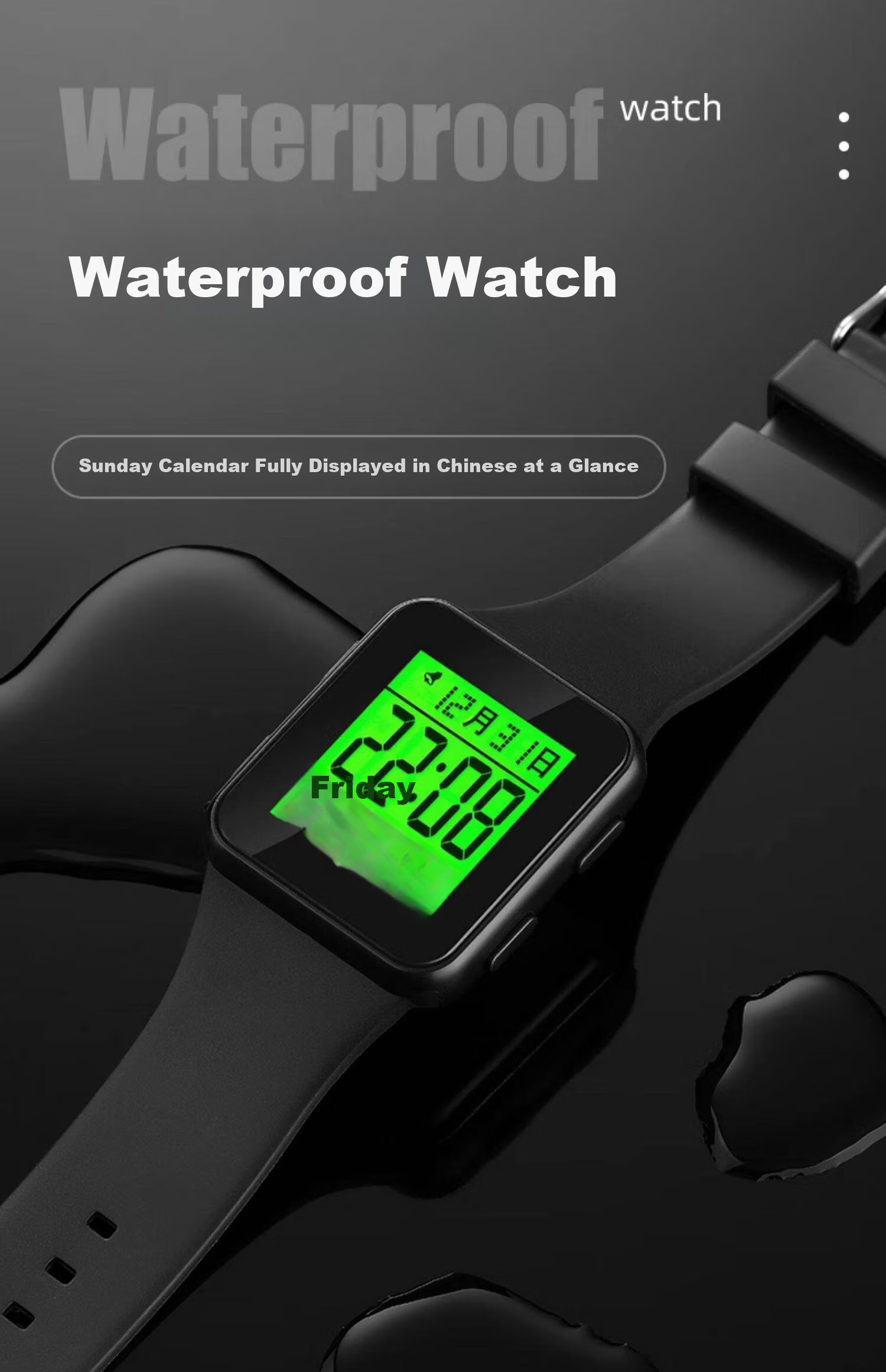 GEORGCOUNT Men's Multifunctional Square Digital Watch, Student Unisex Alarm Clock, Luminous Sports Children's Watch for Boys 2