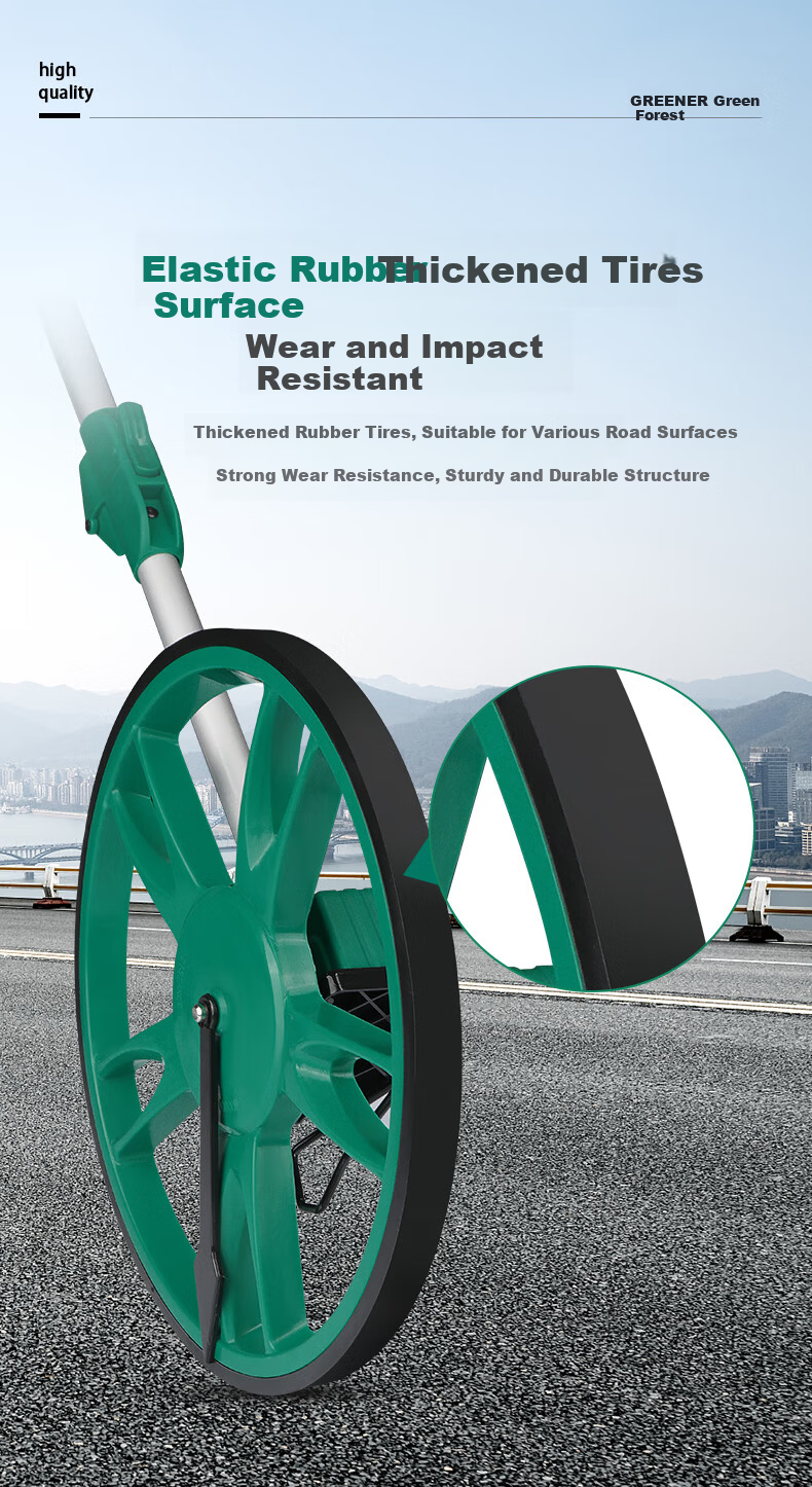 GREENER Wheeled Distance Measuring Wheel Handheld Mechanical Measuring Wheel Outdoor Folding 100cm 4