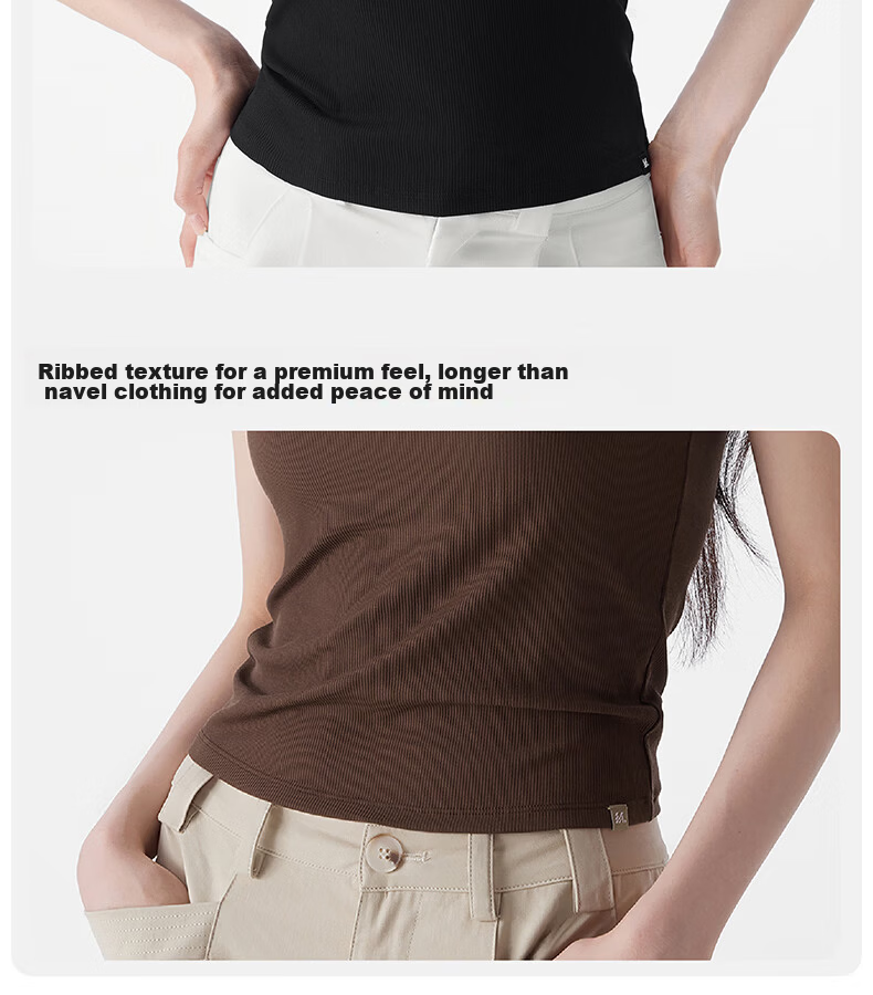 Half-Lined Cooling Padded Halter Tank Top for Women Slim Fit with Built-in Bra Pad Dark Chocolate Black S 31