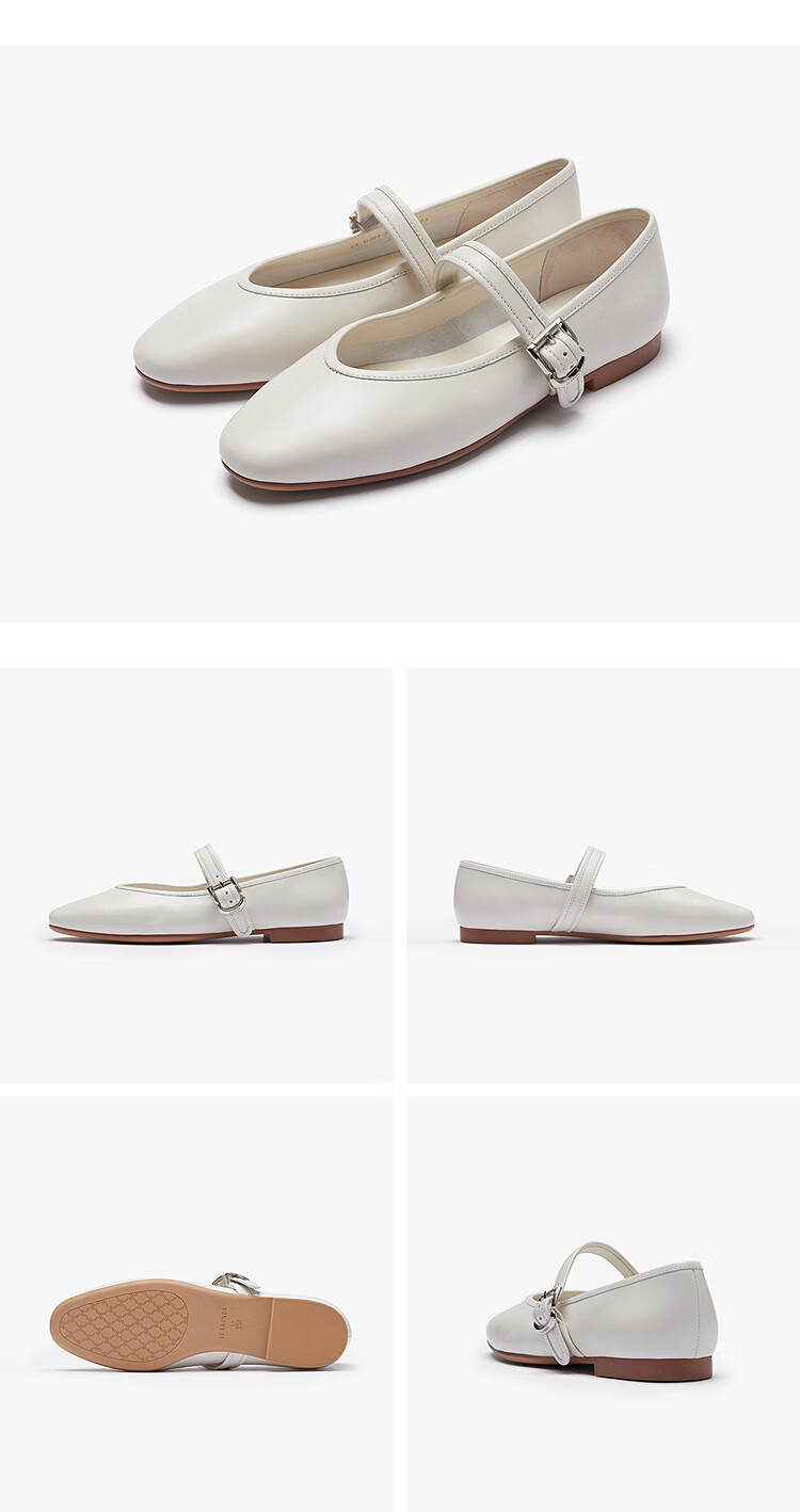 Le Saunda 2026 New Cloud Mary Jane Solid Color Sheepskin Flats, Women's Ballet Shoes 14201, Jade Green LGS, Size 36 11