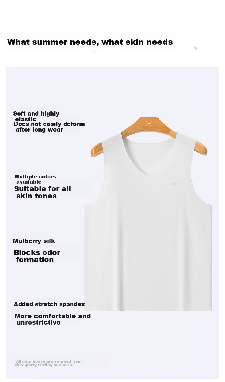 MiiOW Little Black Gold Series 2026 New Summer Men's Seamless V-Neck Wide Shoulder Modal Sleeveless Base T-Shirt 4