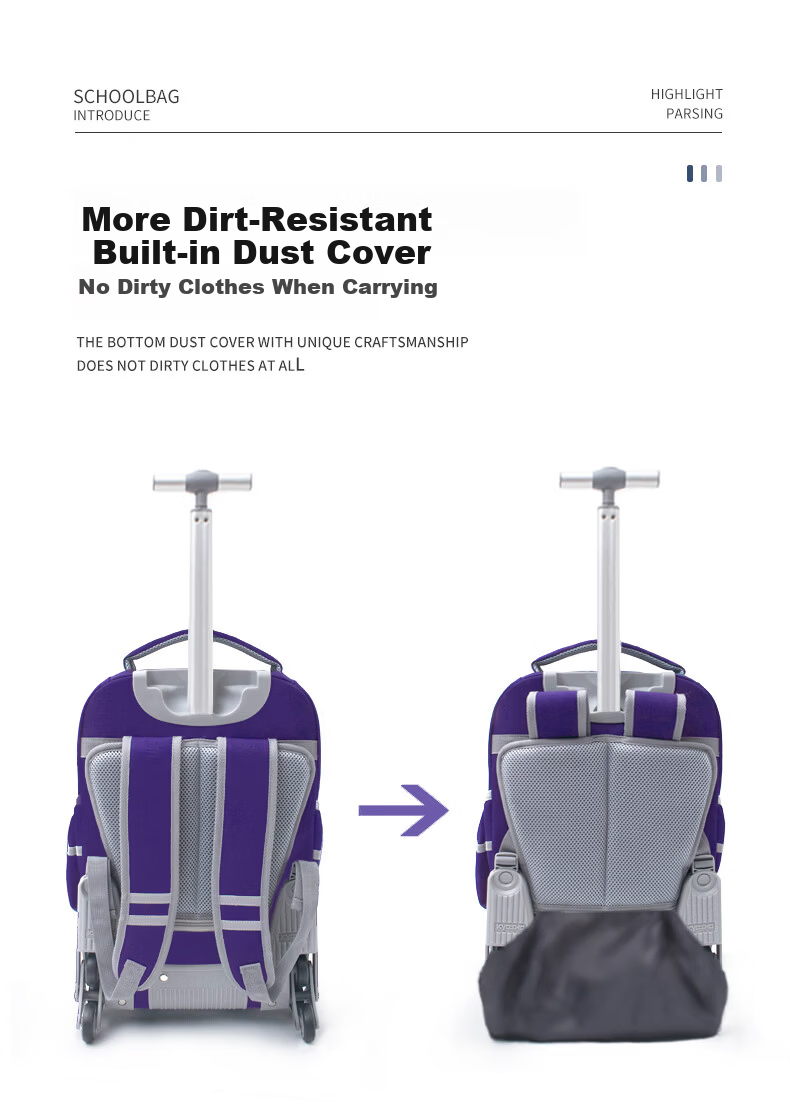 Kyosho Trolley School Backpack Large Capacity for Elementary and Middle School Students Purple 9