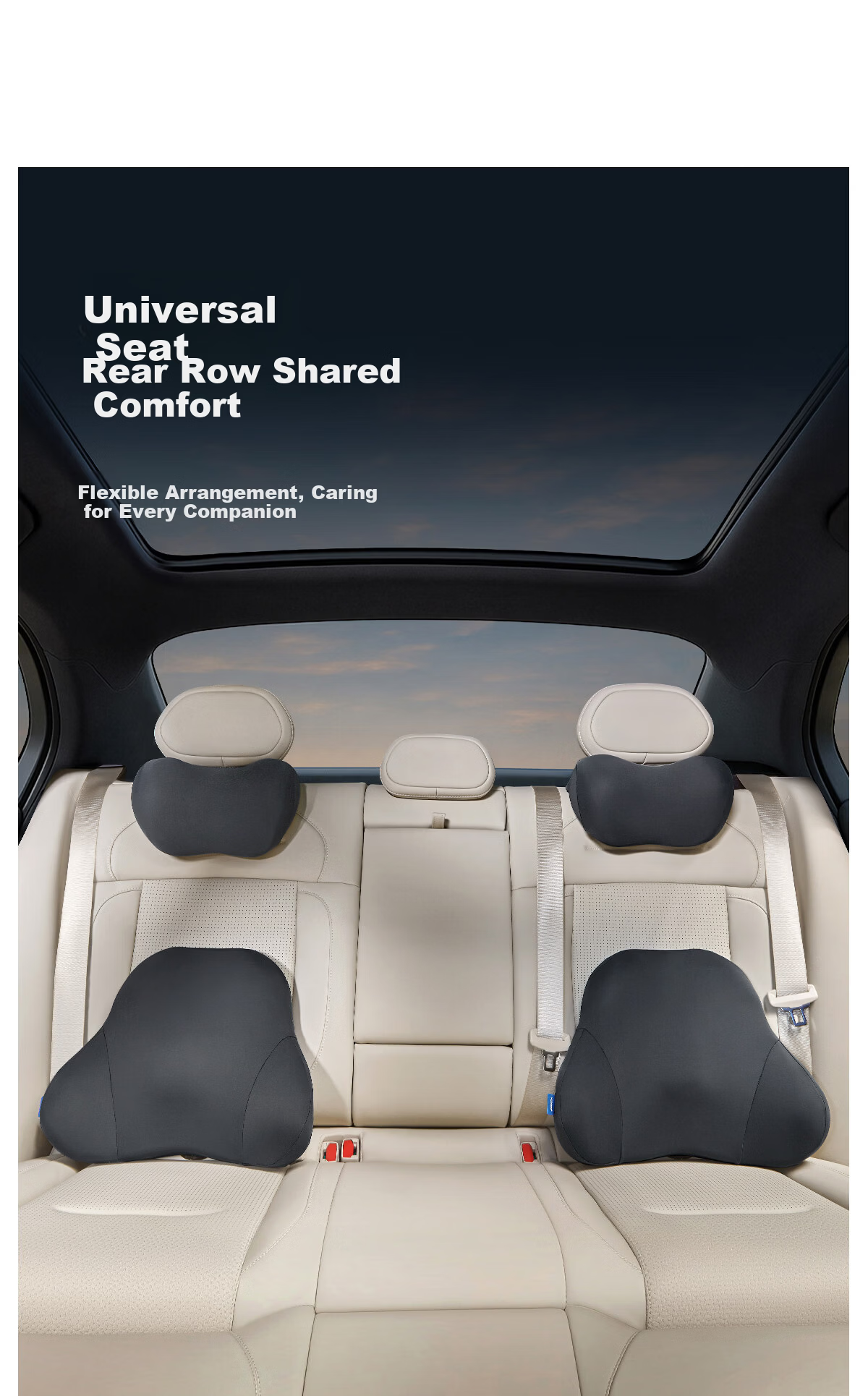 MLILY Fast Charging Zero Pressure Car Headrest Universal Four-Season Seat Cushion Neck Support Pillow for Long Sitting Comfort and Pressure Relief 10