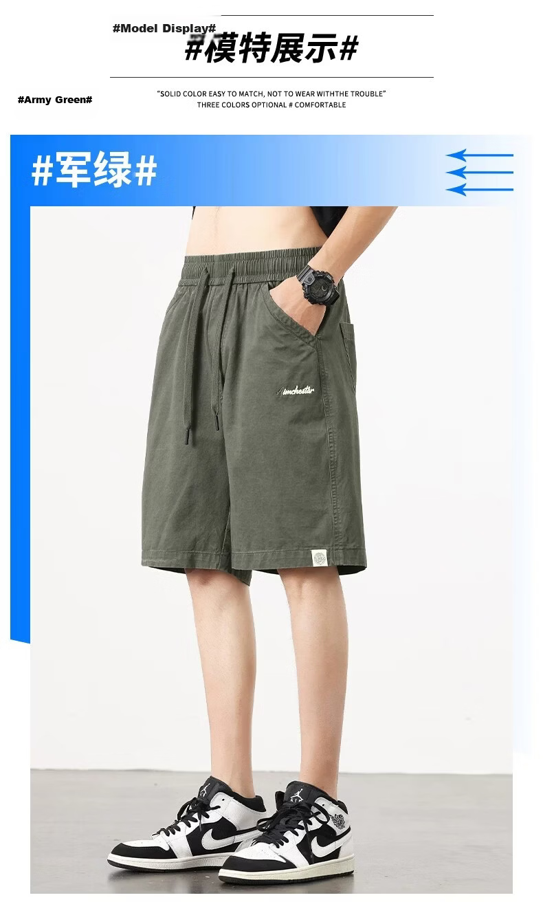 ROMON Men's Cotton Work Shorts Summer 2026 New Loose Straight Casual Mid-Length American Style Thin Five-Point Pants 11